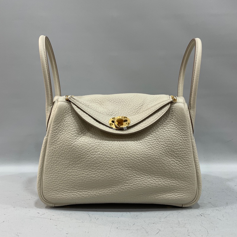 Hermes 8L冰川白TC皮金釦Lindy 26肩背包 手提包 U刻*-0