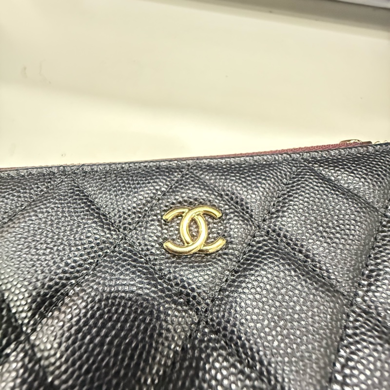 Chanel 經典ㄧ字零錢包黑色荔枝牛皮-6