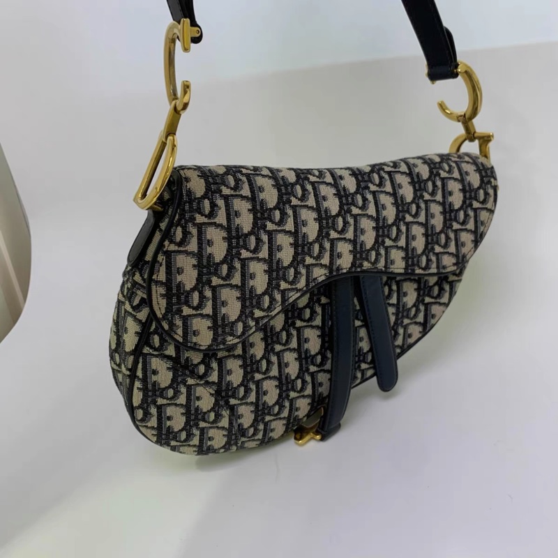 迪奧馬鞍包18年 98新 Dior/迪奧 箱包-斜挎包/斜挎包 現代 25*20*6.5 藍色 帆布-1