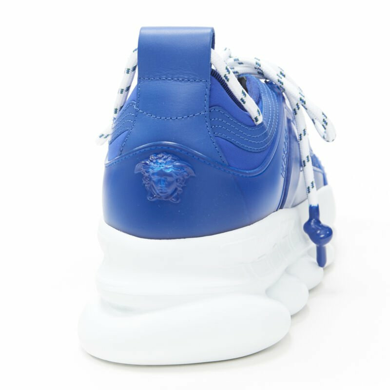 new VERSACE Chain Reaction Bluette 2 white mesh suede chunky sneaker EU39 US6-9