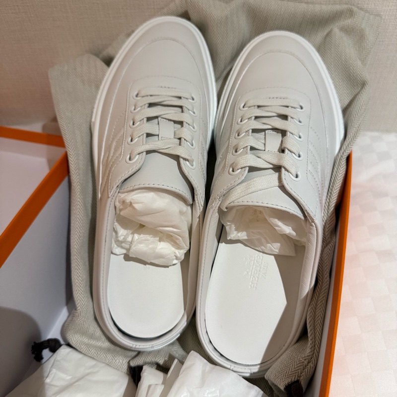 💖Hermes Keep 半拖 小白鞋💖 38號 全新全配-4