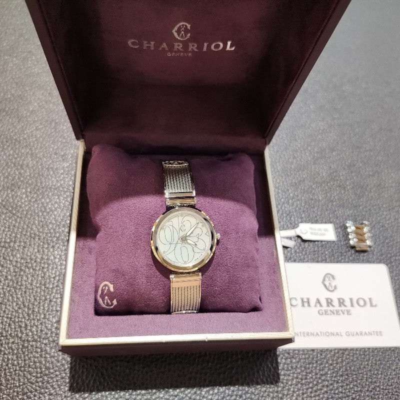 CHARRIOL FOREVER 夏利豪夏力豪夏立豪 鋼索 氛彩系列 不鏽鋼 珠母貝 真鑽 鑽石 女錶 手錶 石英錶 全新-5