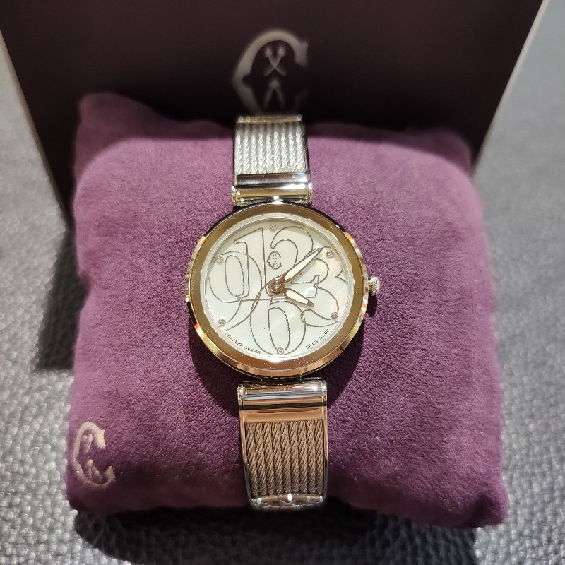 CHARRIOL FOREVER 夏利豪夏力豪夏立豪 鋼索 氛彩系列 不鏽鋼 珠母貝 真鑽 鑽石 女錶 手錶 石英錶 全新-6