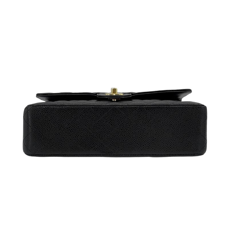 Chanel 展示品 雙C菱格牛皮金鍊翻蓋coco斜背包-25cm(A01112-黑)-3