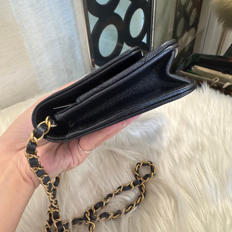 Chanel 黑珠光荔枝皮調節WOC 24S 離櫃品-2