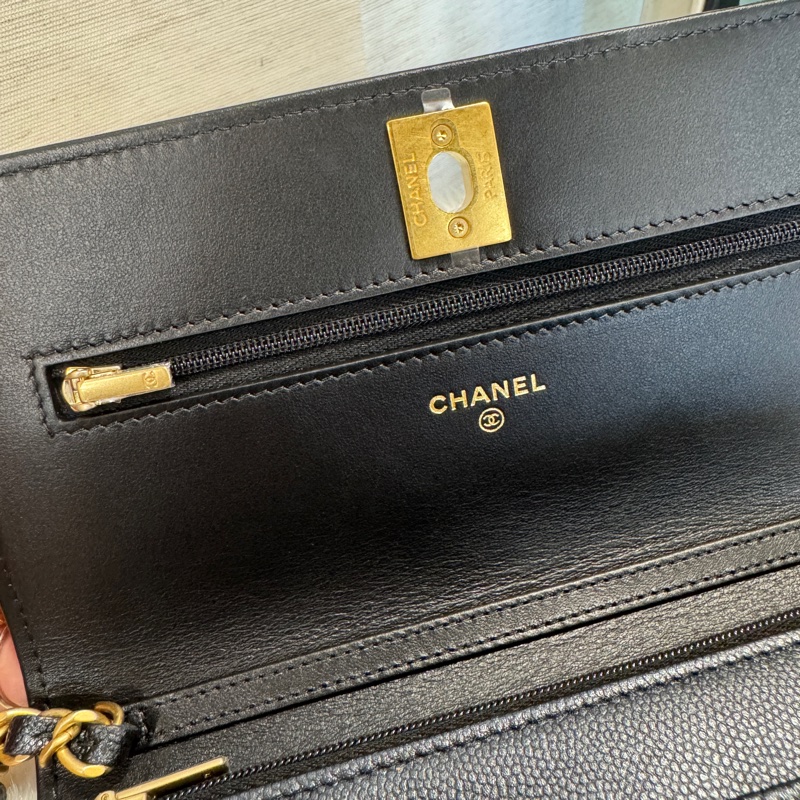 Chanel 黑珠光荔枝皮調節WOC 24S 離櫃品-7