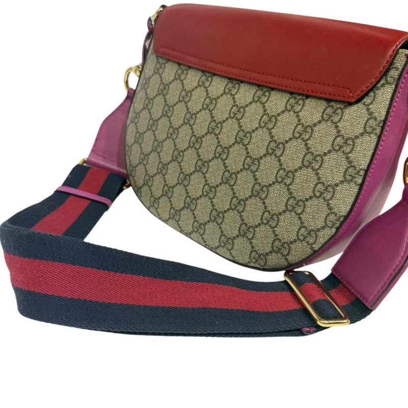 【美收精品】GUCCI 老花紅粉拚色肩背包 2-240-12