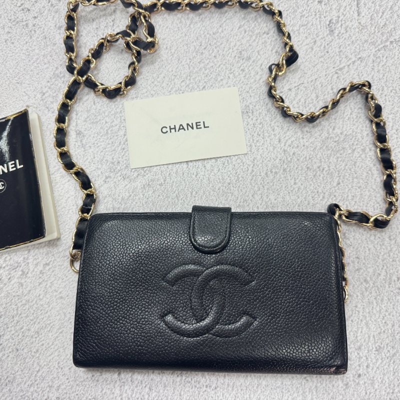 新品上架 現貨 🔥💖 ✨香奈兒 Chanel Wallet Chanel 復刻魚子醬長銀包 Chanel Vintage 附可拆鏈子-8