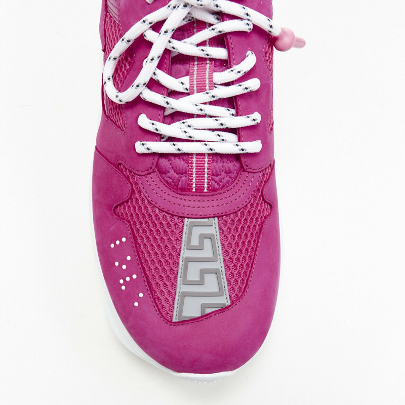new VERSACE Chain Reaction Blowzy all pink suede low top chunky sneaker EU41.5-5