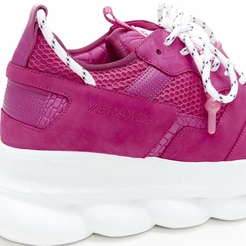 new VERSACE Chain Reaction Blowzy all pink suede low top chunky sneaker EU41.5-7