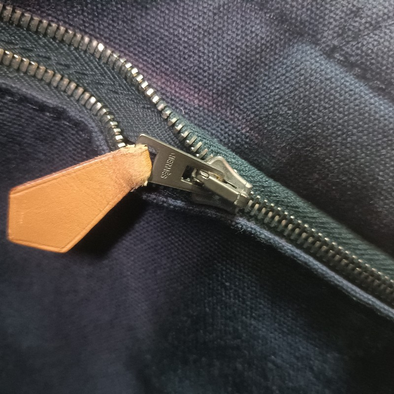 HERMES愛瑪仕 手提藍色帆布包-16
