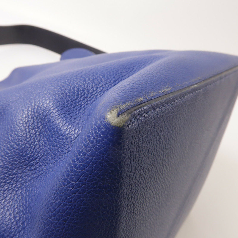 HERMES Evercolor皮革Licol 17銀扣肩背袋Bleu Brighton-6