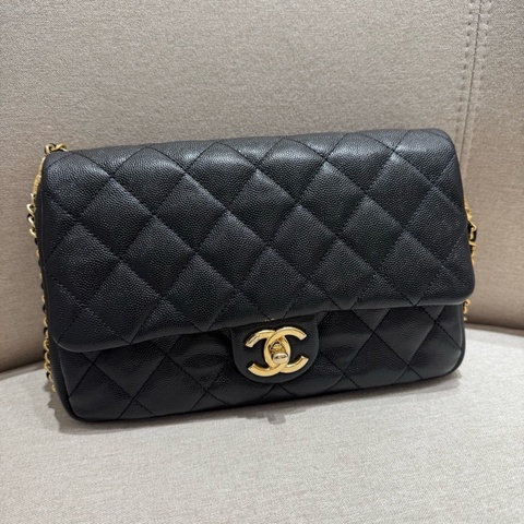CHANEL 黑金雙鏈24CM CF