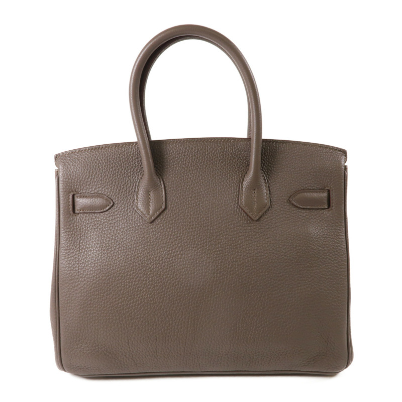 HERMES Clemence皮革Birkin 30銀扣手挽袋Etain-1