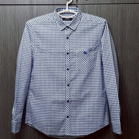 絕版正品BURBERRY 博柏利 BLACK LABEL 黑標 戰馬 男格紋純棉長袖襯衫2號