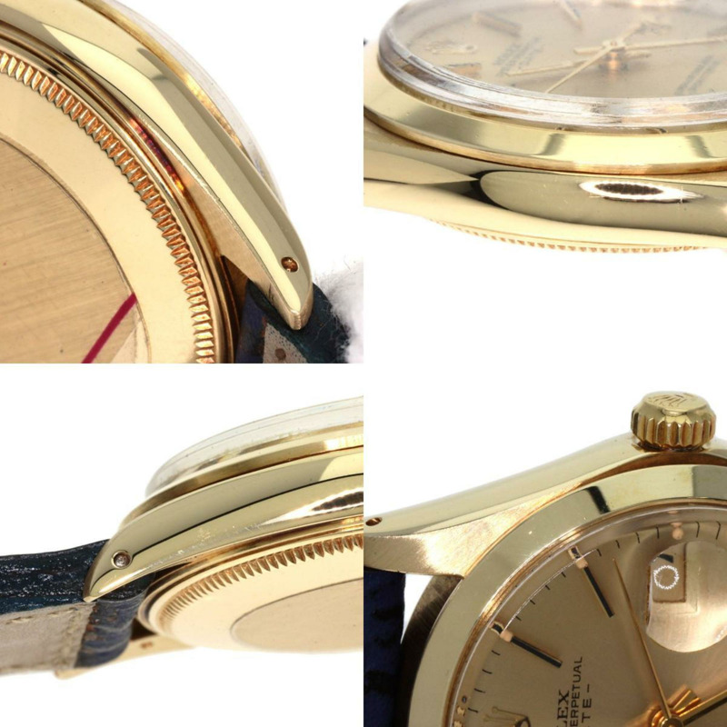 勞力士 1500 Oyster Perpetual Date 1972 手錶 K14 黃金皮革男式勞力士-6