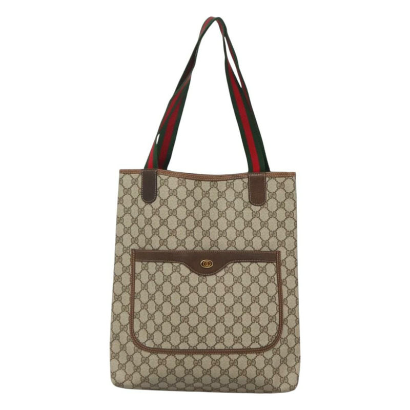【日本直送】GUCCI GG Supreme Web Sherry Line 托特包 PVC 米金色 002 4487 39 正品 MX165-12