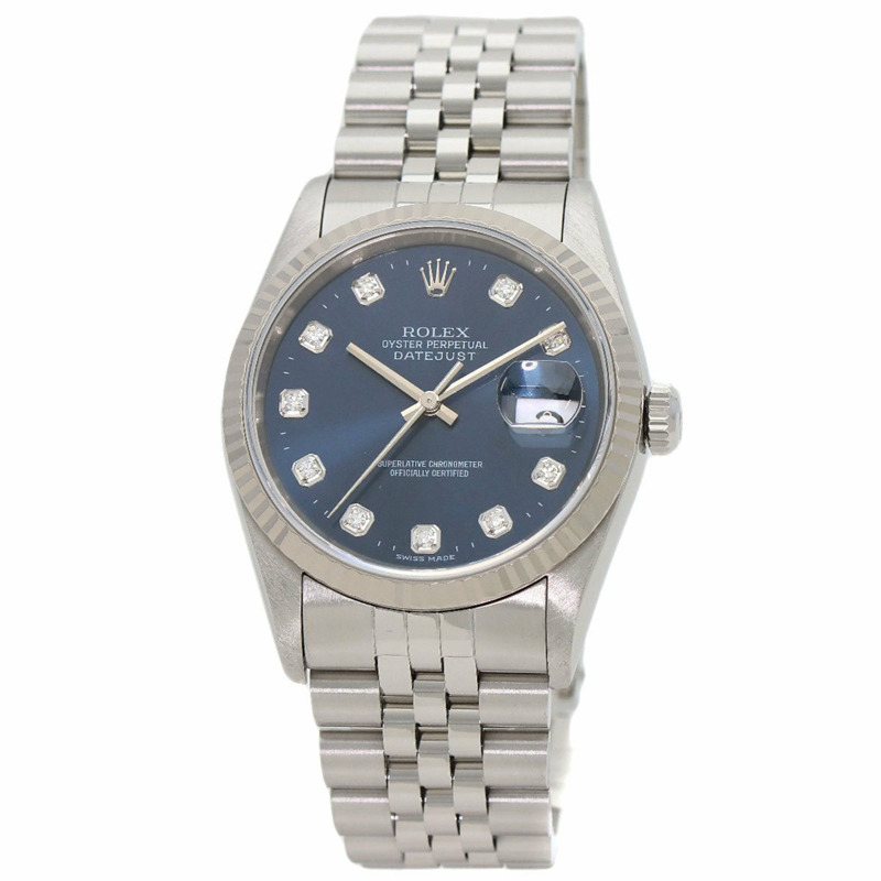 勞力士 16234G Datejust 10P 鑽石手錶不鏽鋼 SS K18白金男式勞力士-0