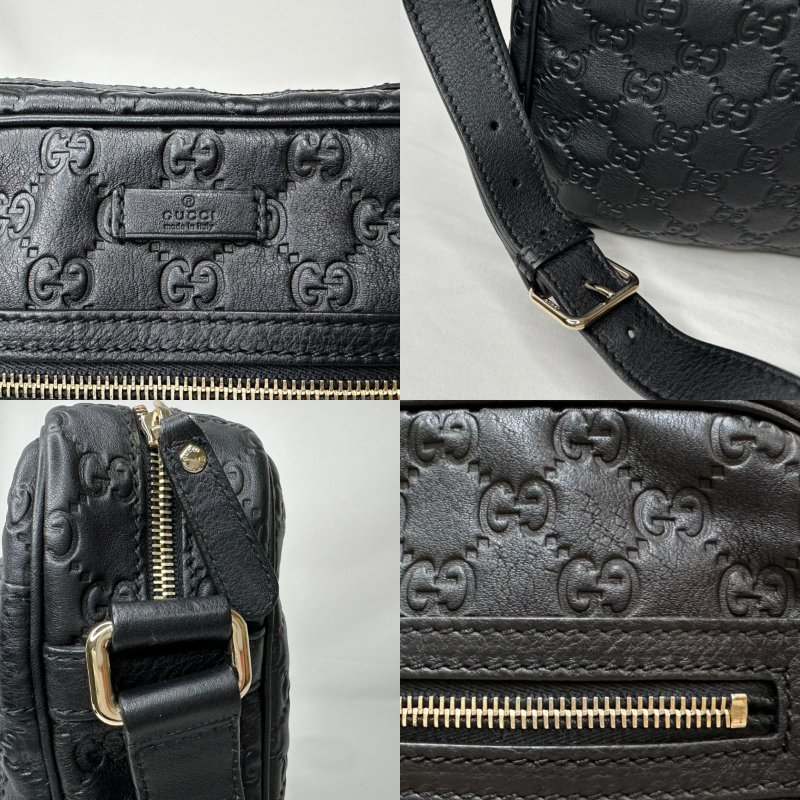 GUCCI 黑色壓紋全皮側背包-7