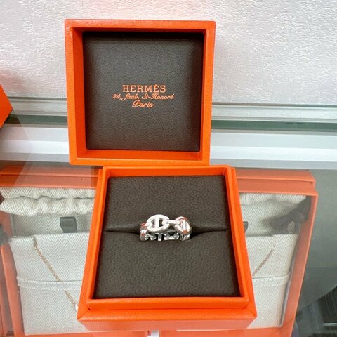 全新✨Hermes chaine d'ancre enchainee ring 豬鼻子銀戒指 47/48/51碼