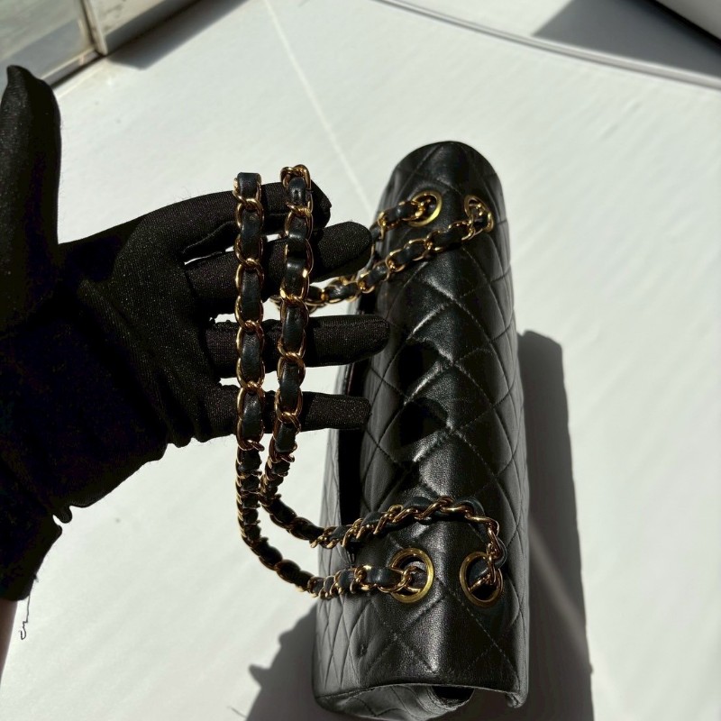 Chanel 金鍊黑皮菱格 CF 25 11.12-21