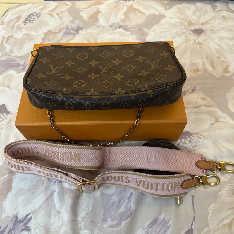 LV 經典老花粉色五合一麻將包-1