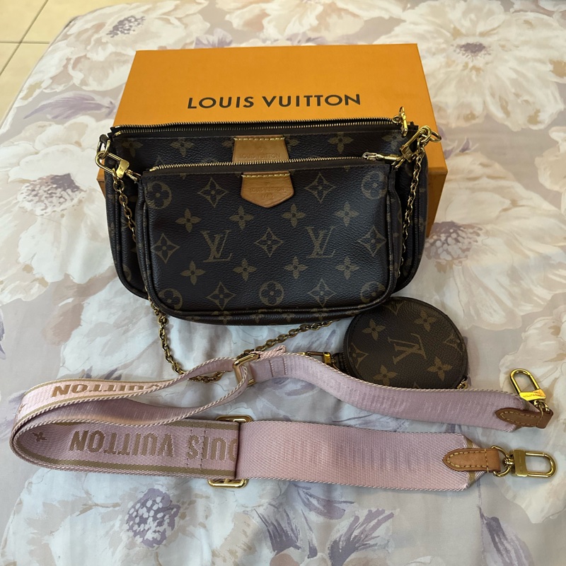 LV 經典老花粉色五合一麻將包-2