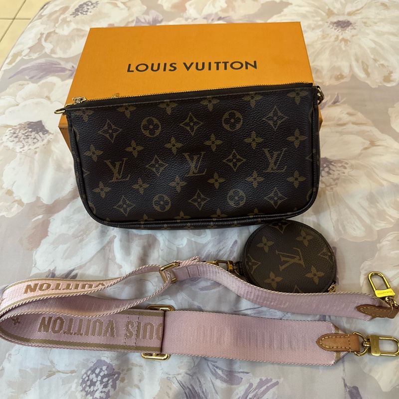 LV 經典老花粉色五合一麻將包-3