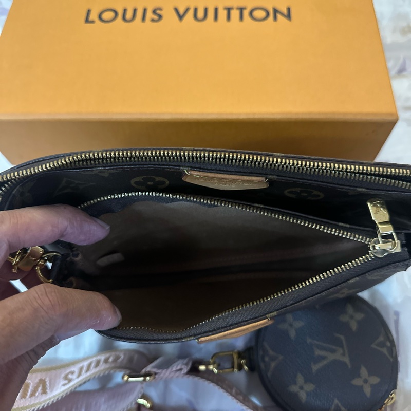 LV 經典老花粉色五合一麻將包-4