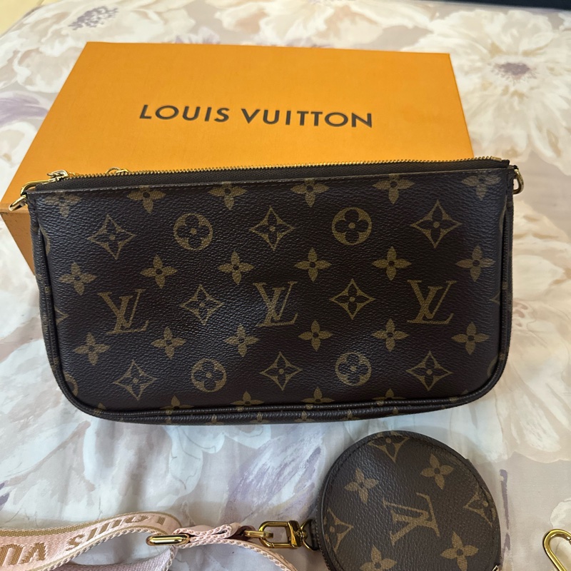 LV 經典老花粉色五合一麻將包-6