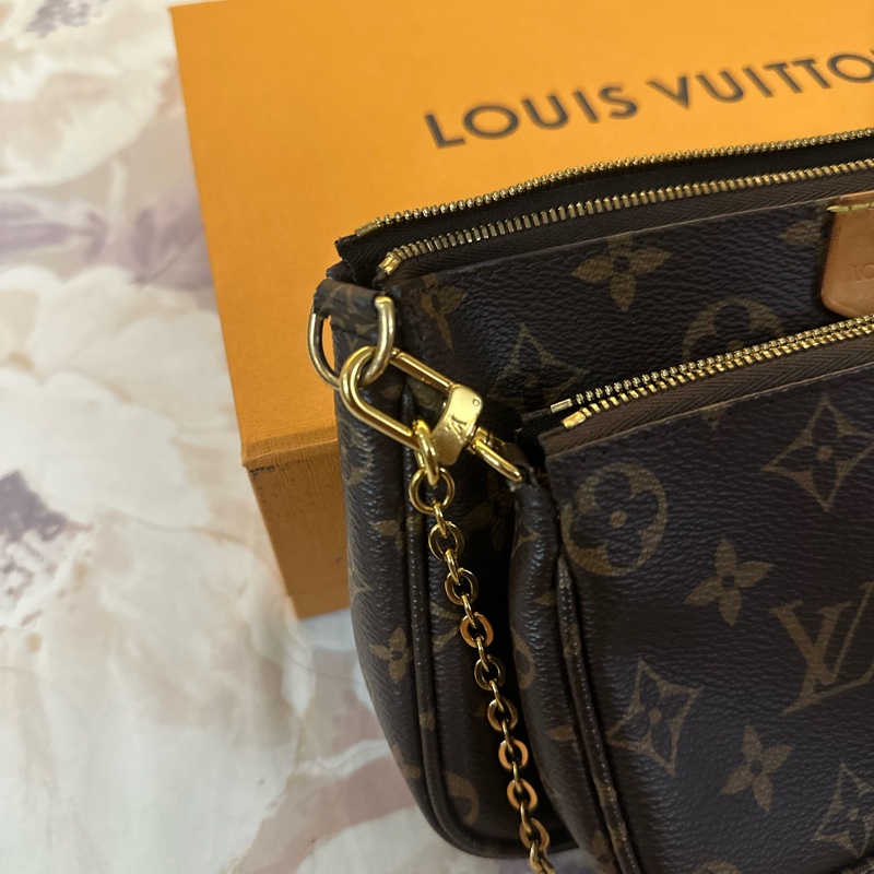LV 經典老花粉色五合一麻將包-9