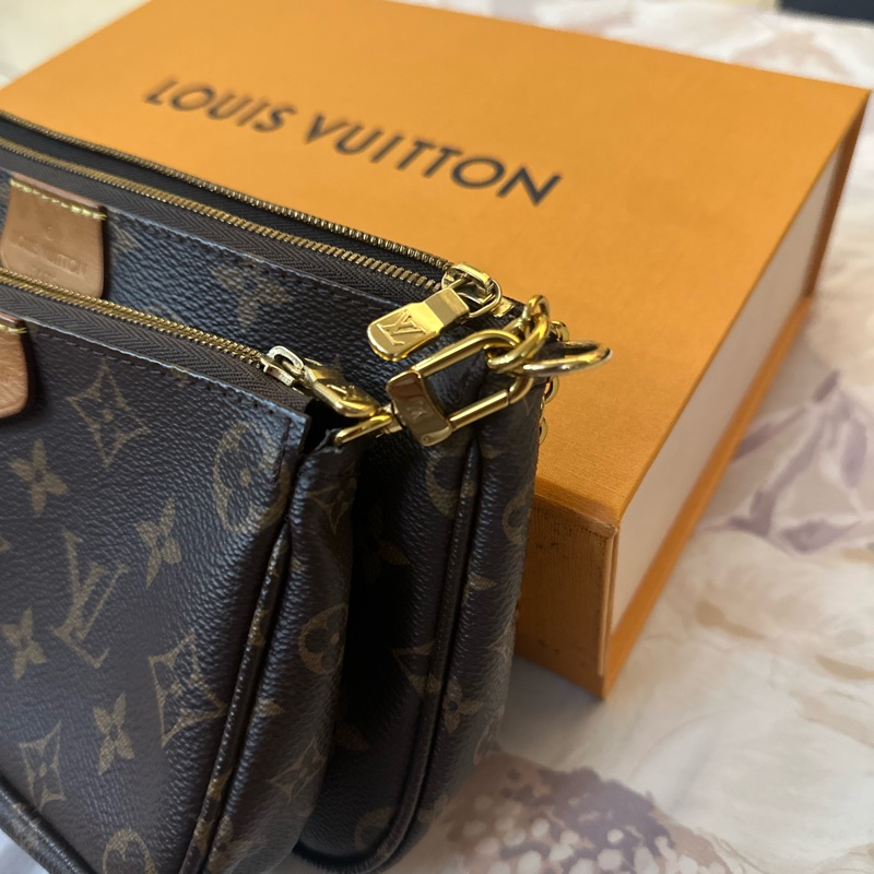 LV 經典老花粉色五合一麻將包-10
