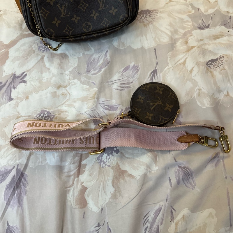 LV 經典老花粉色五合一麻將包-11