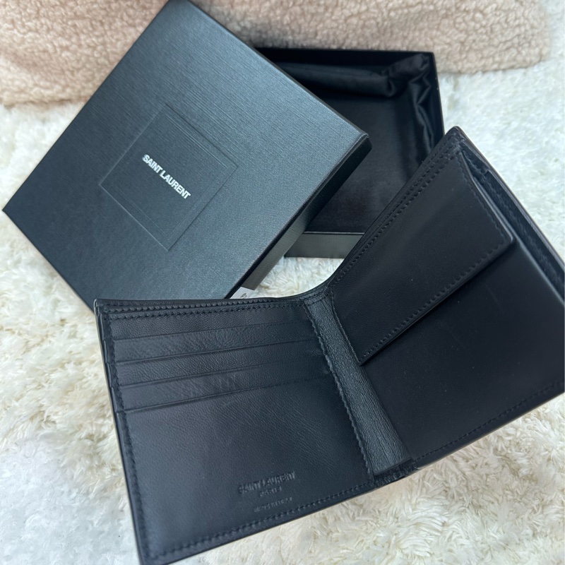 全新‼️Saint Laurent Wallet 短錢包 鱷魚壓紋 硬幣位 卡位 黑色 396303-1