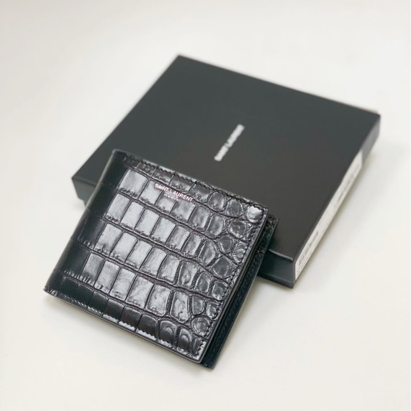 全新‼️Saint Laurent Wallet 短錢包 鱷魚壓紋 硬幣位 卡位 黑色 396303-3