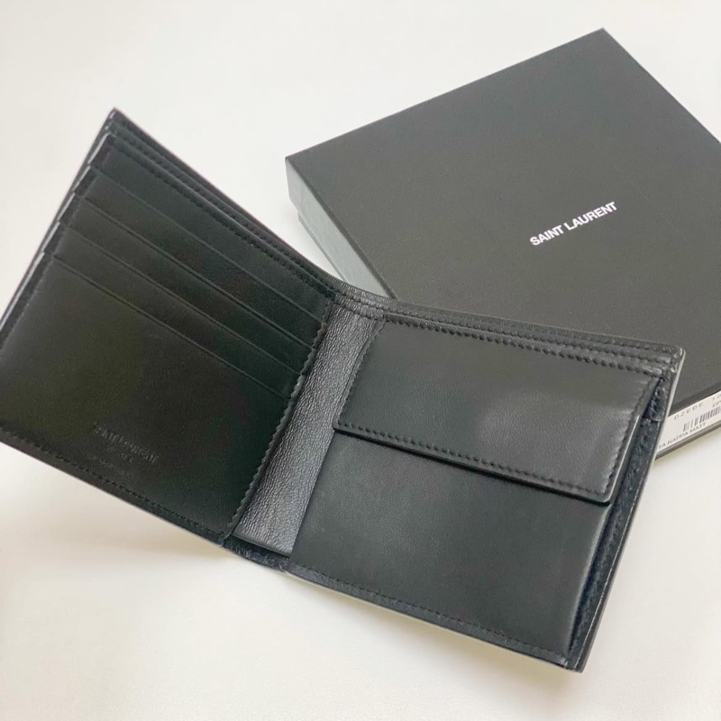 全新‼️Saint Laurent Wallet 短錢包 鱷魚壓紋 硬幣位 卡位 黑色 396303-4