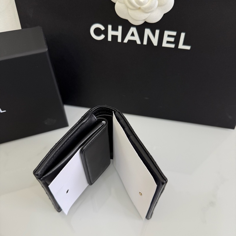 「M.Y精品」 Chanel 短夾 荔枝皮 錢包 對開短夾 送禮🎁ok 季節款大雙C 雙C刻印-7