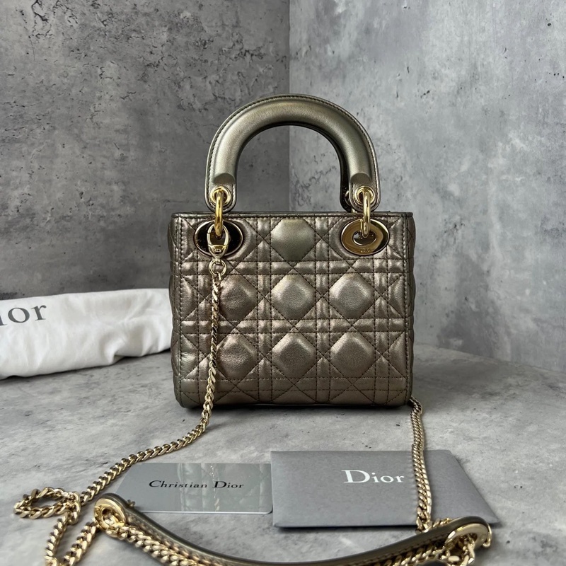 Dior • Lady Dior 香檳金金釦3格黛妃-1