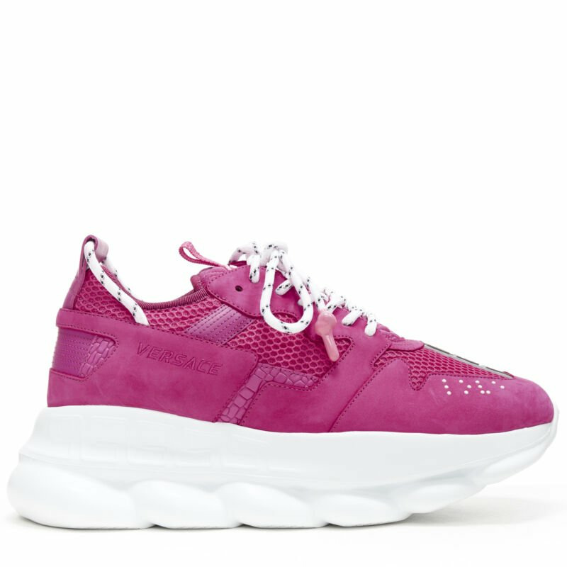 new VERSACE Chain Reaction Blowzy shocking pink suede chunky dad sneaker EU41.5-0