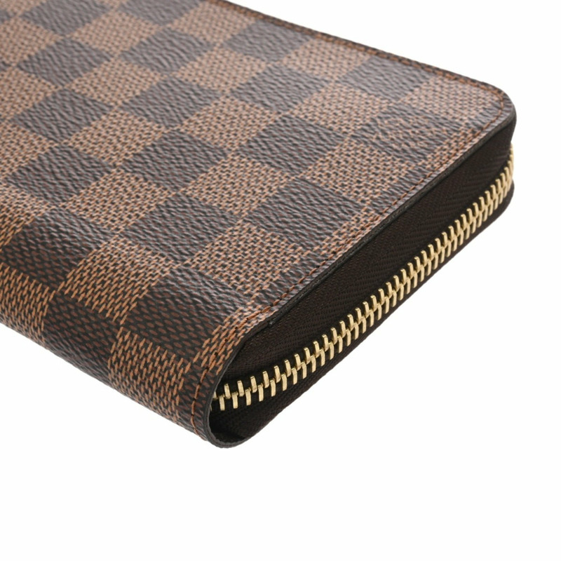 LOUIS VUITTON Damier Zippy 皮夾棕色 N60015 男女通用帆布長款-4