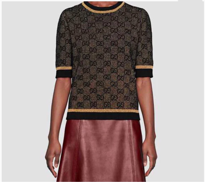Gucci Logo羊毛金絲短袖上衣-2