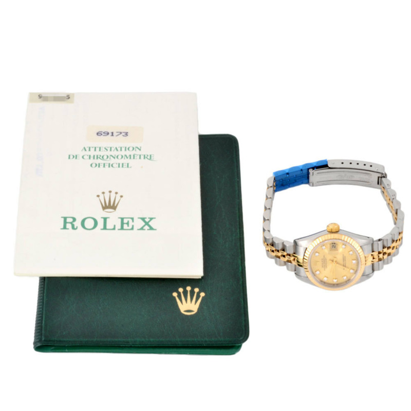 勞力士 ROLEX 69173G Datejust 7 位數 96 系列腕錶自動上鍊香檳色錶盤 10P 鑽石指數組合 YG x SS 女士腕錶-7