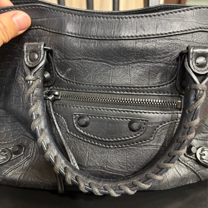 購自Popchill 正品驗證Balenciaga巴黎世家city S鱷魚壓紋小牛皮/斜背 肩背 手提 包-10