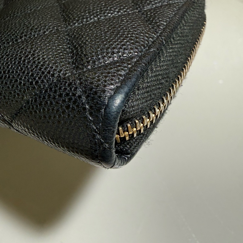 Chanel經典黑金荔枝皮拉鍊中夾-29