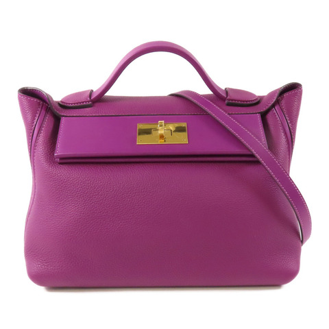 HERMES Clemence皮革24/24 29CM金扣手挽肩背兩用袋P9 Anemone