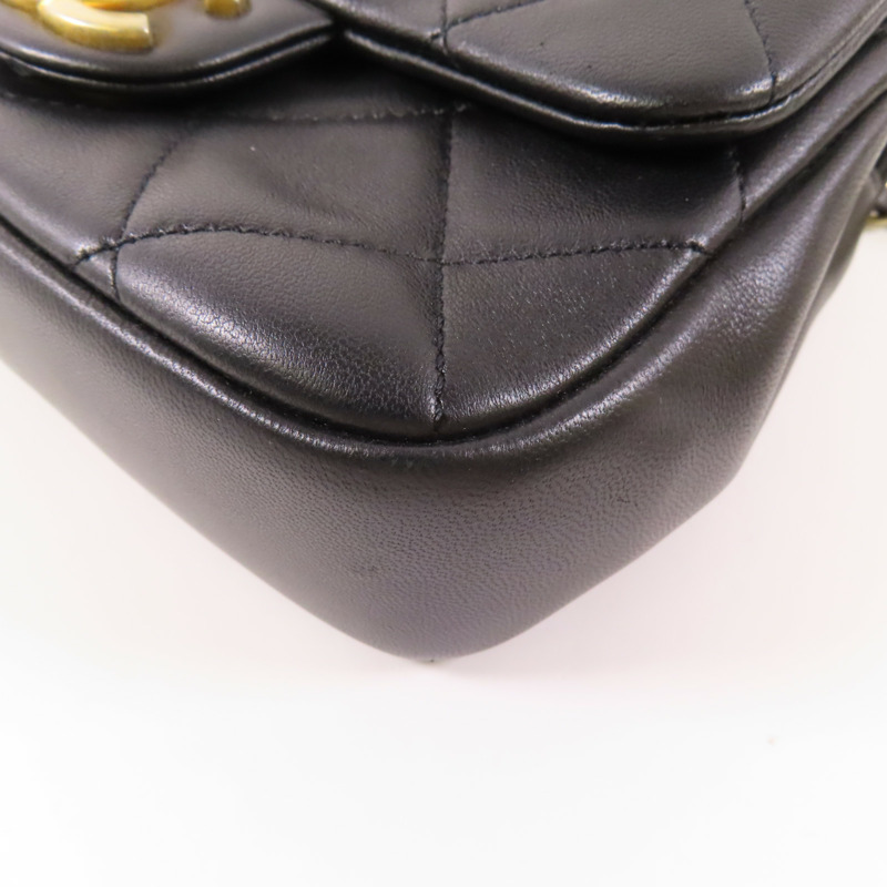 CHANEL 羊皮皮革Matelasse Chain Shoulder金扣鏈帶肩背袋-10