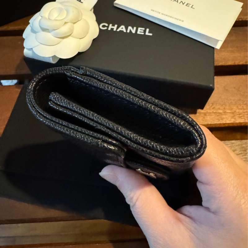 Chanel 新款 卡夾 黑金荔枝皮 內裡有拉鍊夾層-6