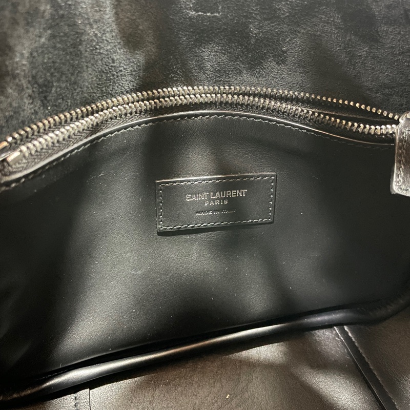 YSL 713938黑皮銀釦LE 5 A7腋下包 肩背包 手提包*-22