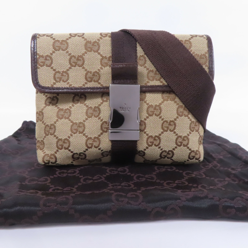 GUCCI GG Canvas Waist Bag銀扣腰包-10