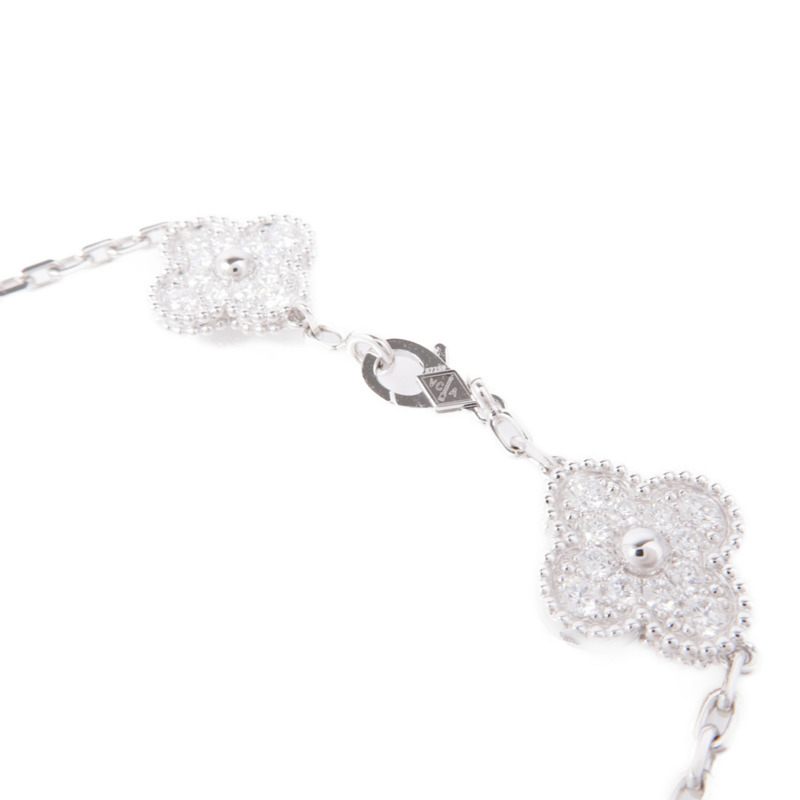 Van Cleef & Arpels 18K白金Vintage Alhambra Bracelet鑽石手鏈-4